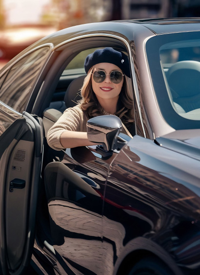 Driver collecting a rental vehicle